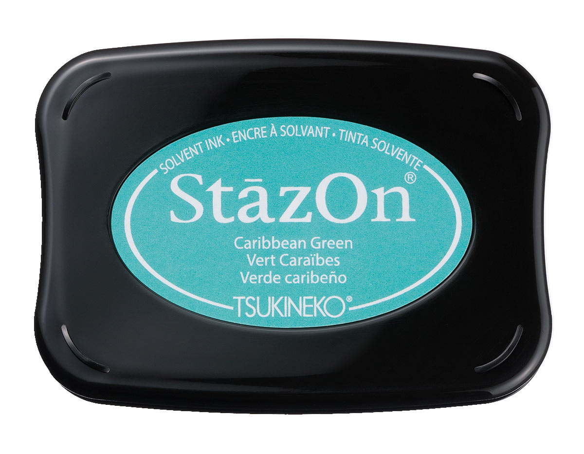 TSZ-55 Tinta STAZON para vidrio y plastico color Verde Caribe 95x65mm Almohadilla Tsukineko