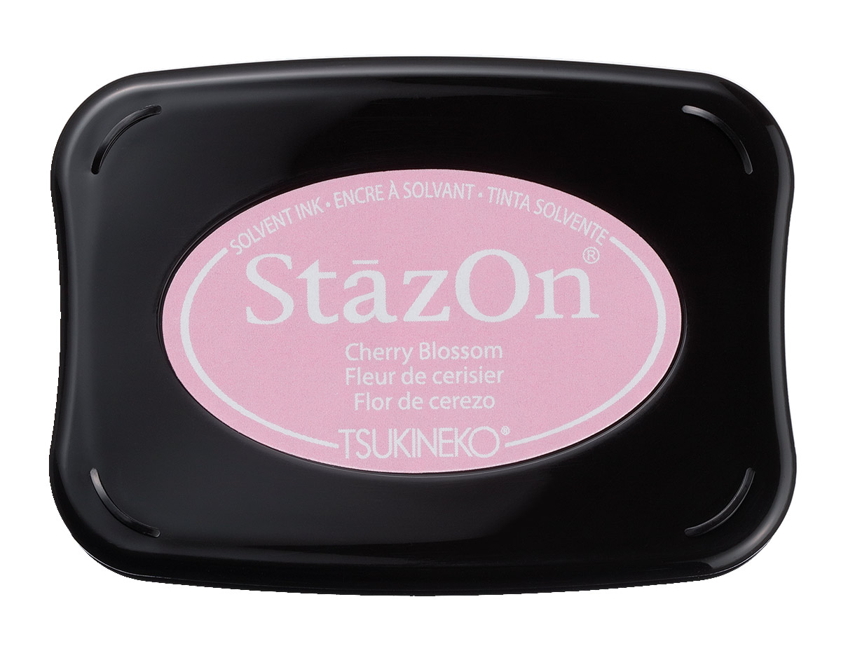 TSZ-83 Encre STAZON pour verre et plastique couleur rose fleur de cerisier 95x65mm Tampon Tsukineko