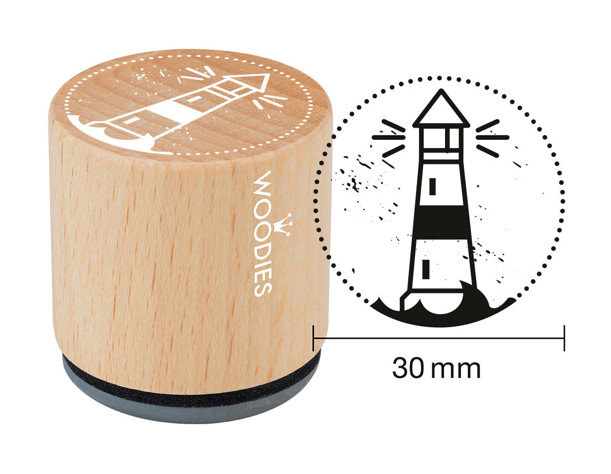 W10010 Sello de madera y caucho faro diam 33x30mm Woodies