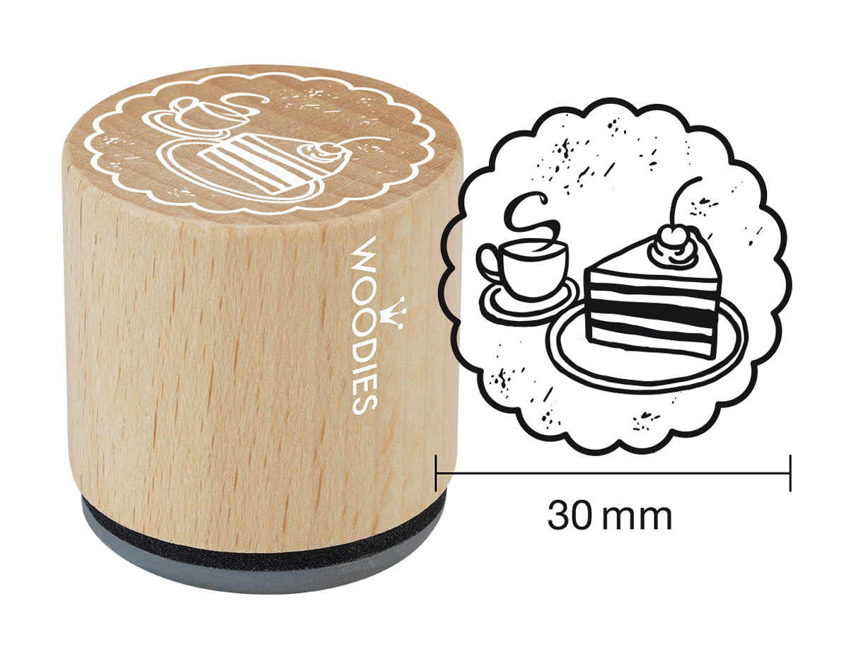 W17005 Sello de madera y caucho cafe y tarta diam 33x30mm Woodies