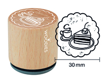 W17005 Sello de madera y caucho cafe y tarta diam 33x30mm Woodies - Ítem