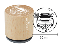 W18001 Sello de madera y caucho coche con latas diam 33x30mm Woodies - Ítem