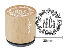 W21004 Sello de madera y caucho 4 velas diam 33x30mm Woodies - Ítem
