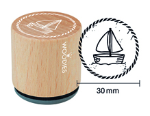 W25001 Sello de madera y caucho velero diam 33x30mm Woodies - Ítem