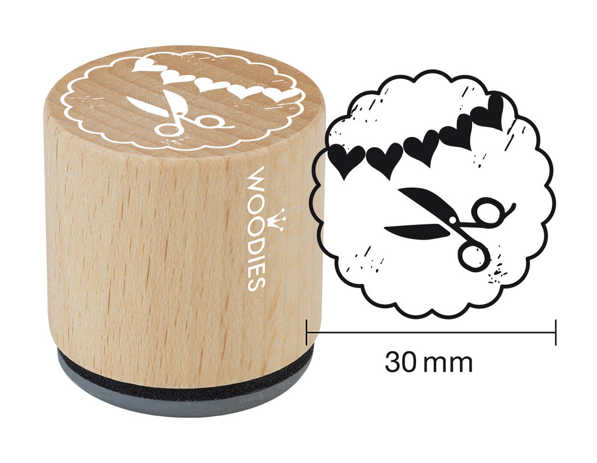 W26008 Sello de madera y caucho tijeras diam 33x30mm Woodies