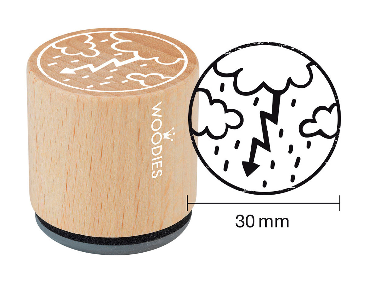 W27003 Sello de madera y caucho tormenta diam 33x30mm Woodies