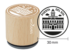 WB1107 Sello de madera y caucho Puerta del Sol diam 33x30mm Woodies - Ítem