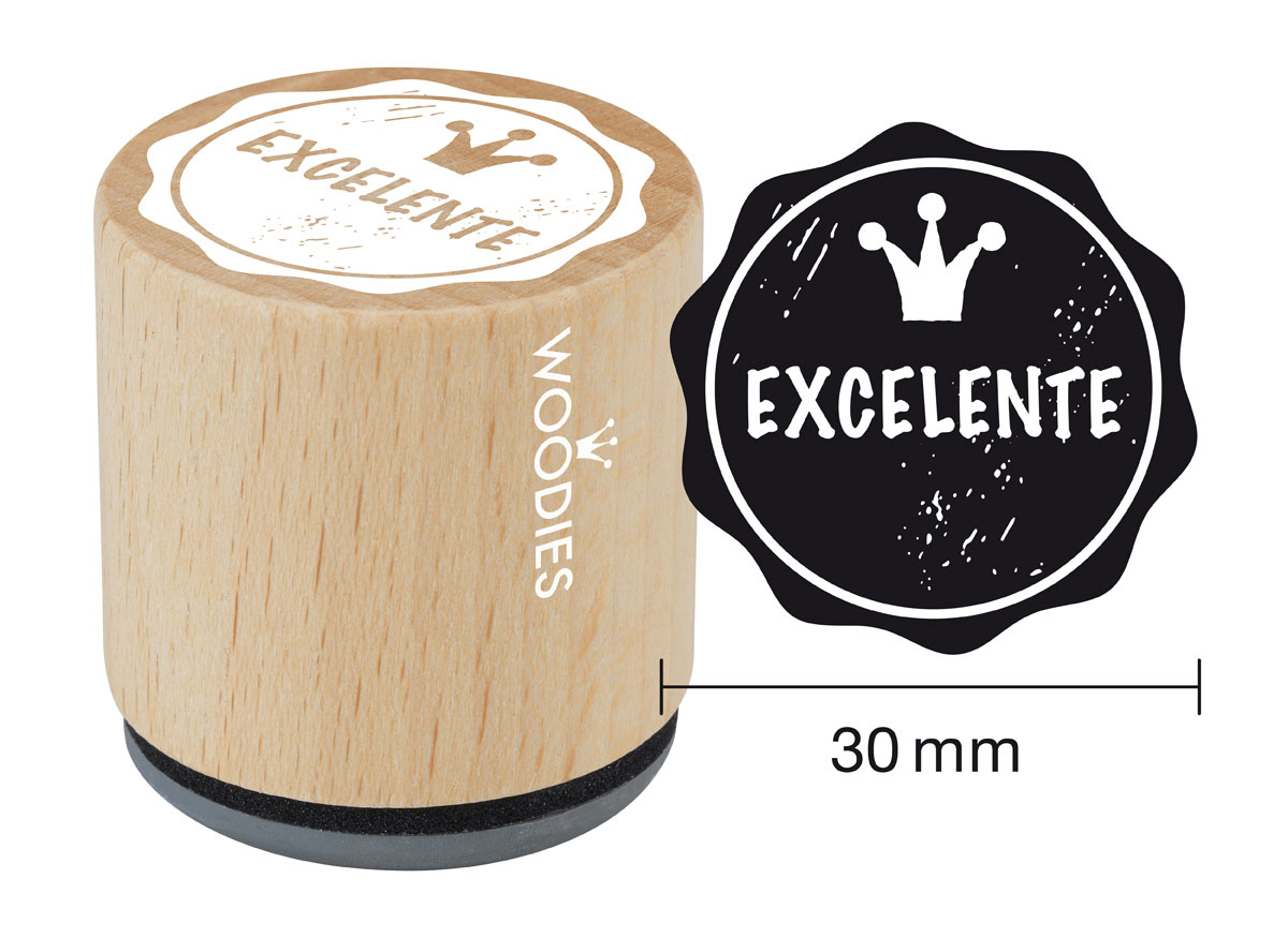 WB1302 Sello de madera y caucho Excelente diam 33x30mm Woodies