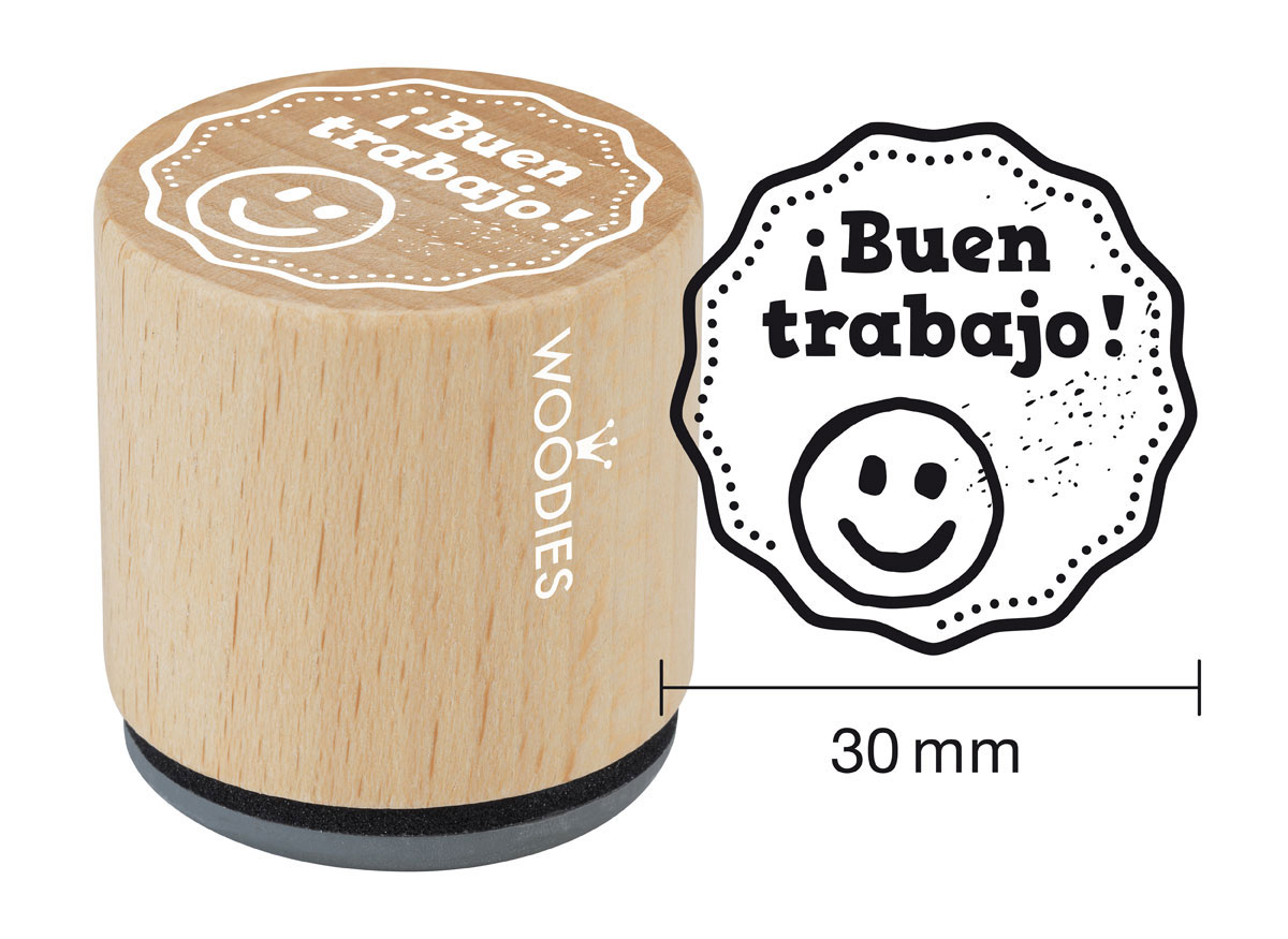 WB1304 Sello de madera y caucho Buen trabajo diam 33x30mm Woodies