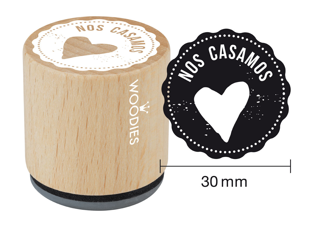 WB3002 Sello de madera y caucho Nos casamos diam 33x30mm Woodies
