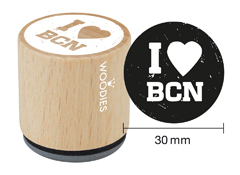 WB9001 Sello de madera y caucho I love BCN diam 33x30mm Woodies - Ítem