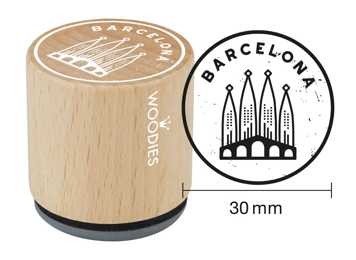 WB9008 Tampon en bois et caoutchouc Sagrada Familia diam 33x30mm Woodies