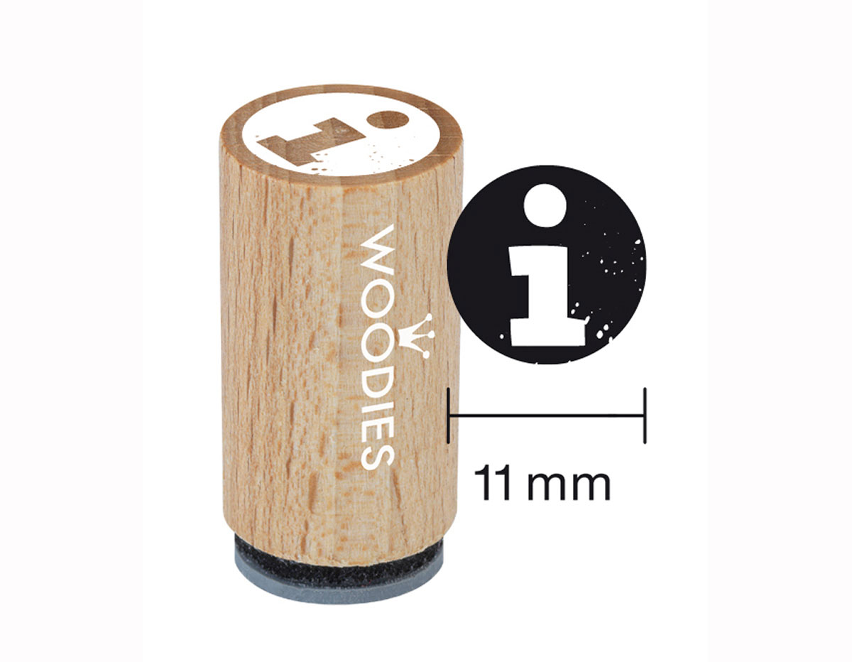 WM0103 Sello mini de madera y caucho i informacion diam 15x25mm Woodies