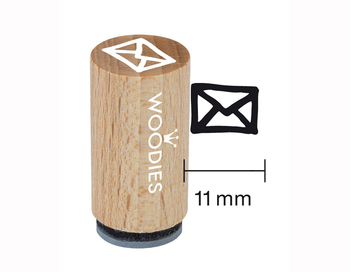 WM0105 Tampon mini en bois et caoutchouc enveloppe diam 15x25mm Woodies