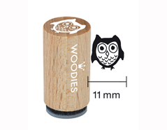 WM0201 Tampon mini en bois et caoutchouc chouette diam 15x25mm Woodies - Article