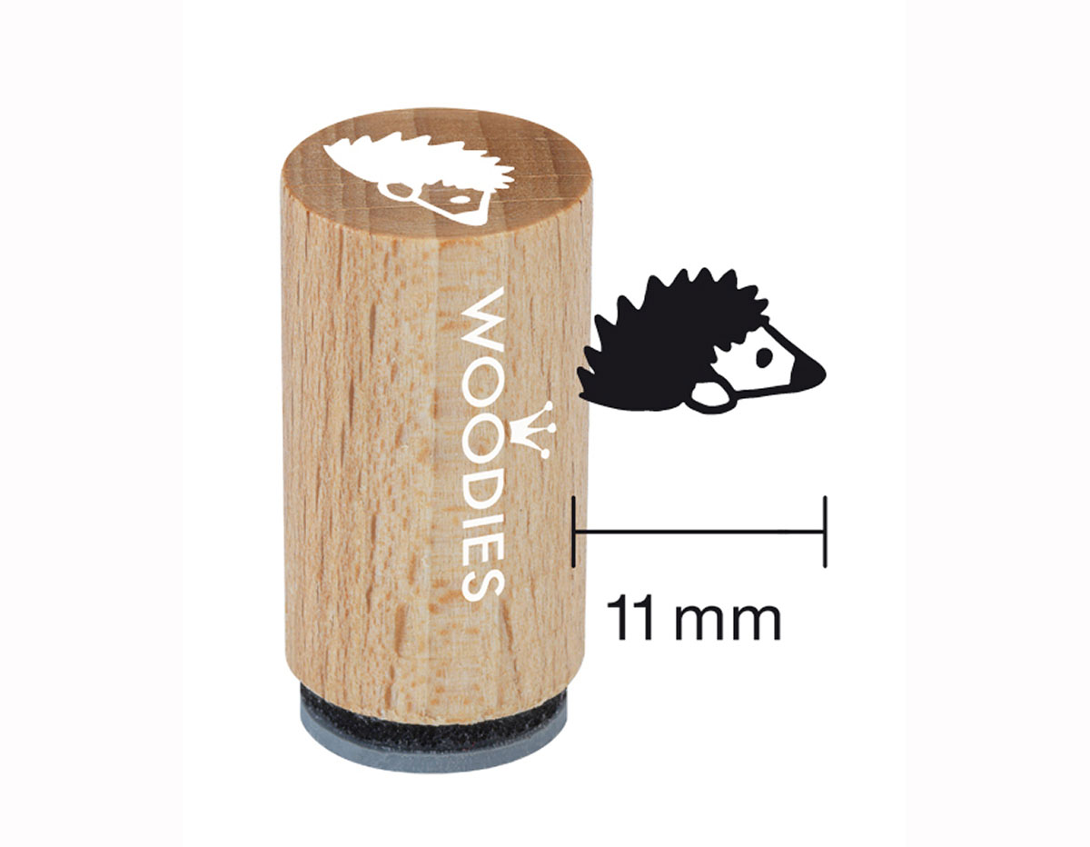 WM0203 Tampon mini en bois et caoutchouc herisson diam 15x25mm Woodies