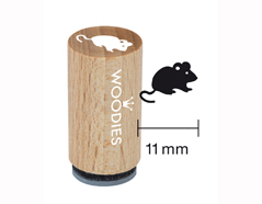 WM0205 Sello mini de madera y caucho raton diam 15x25mm Woodies - Ítem