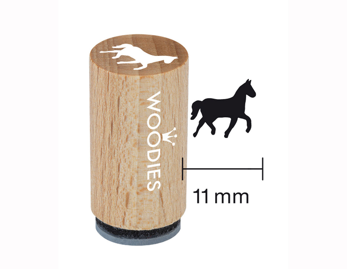 WM0206 Sello mini de madera y caucho caballo diam 15x25mm Woodies