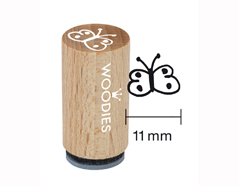 WM0207 Tampon mini en bois et caoutchouc papillon diam 15x25mm Woodies - Article