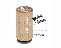 WM0306 Tampon mini en bois et caoutchouc just married diam 15x25mm Woodies - Article