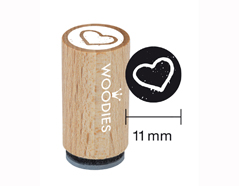 WM0404 Sello mini de madera y caucho corazon diam 15x25mm Woodies - Ítem