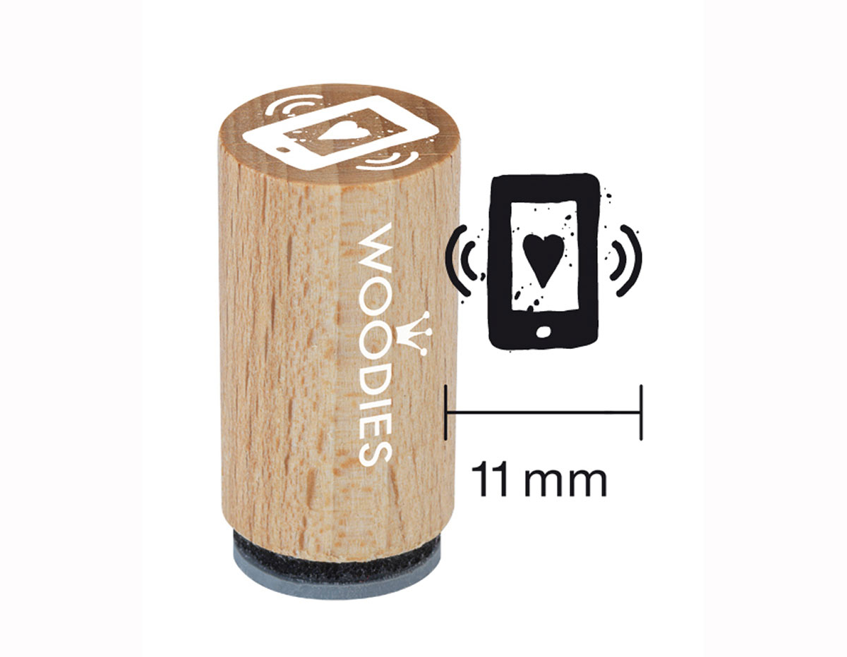 WM0408 Tampon mini en bois et caoutchouc portable diam 15x25mm Woodies