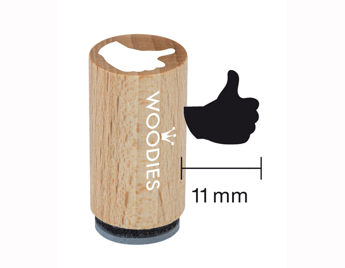 WM0503 Tampon mini en bois et caoutchouc pouce diam 15x25mm Woodies