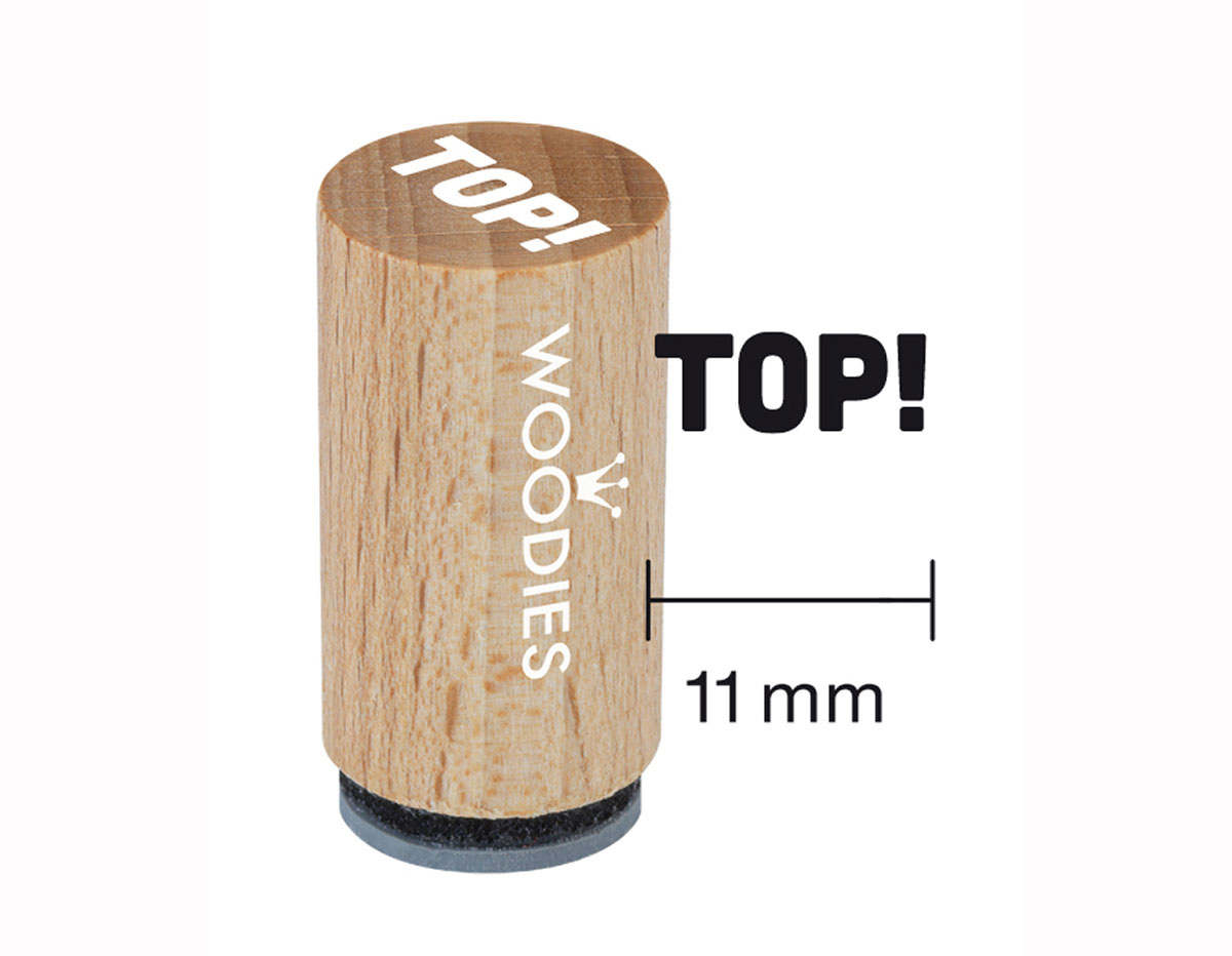 WM0504 Tampon mini en bois et caoutchouc Top! diam 15x25mm Woodies