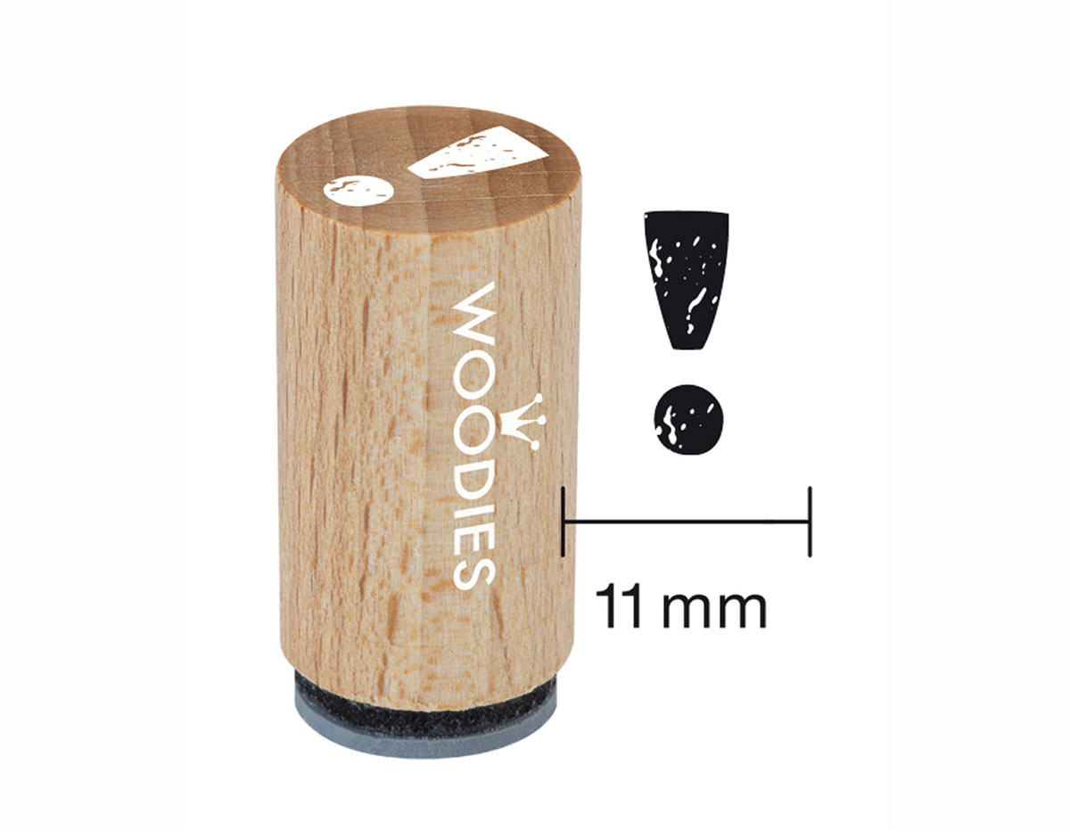 WM0505 Tampon mini en bois et caoutchouc ! Point d exclamation diam 15x25mm Woodies