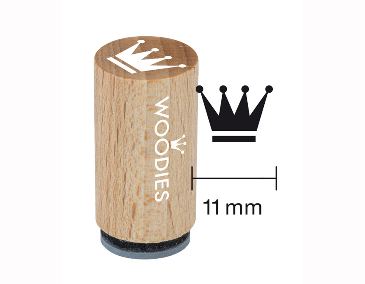 WM0506 Sello mini de madera y caucho corona diam 15x25mm Woodies