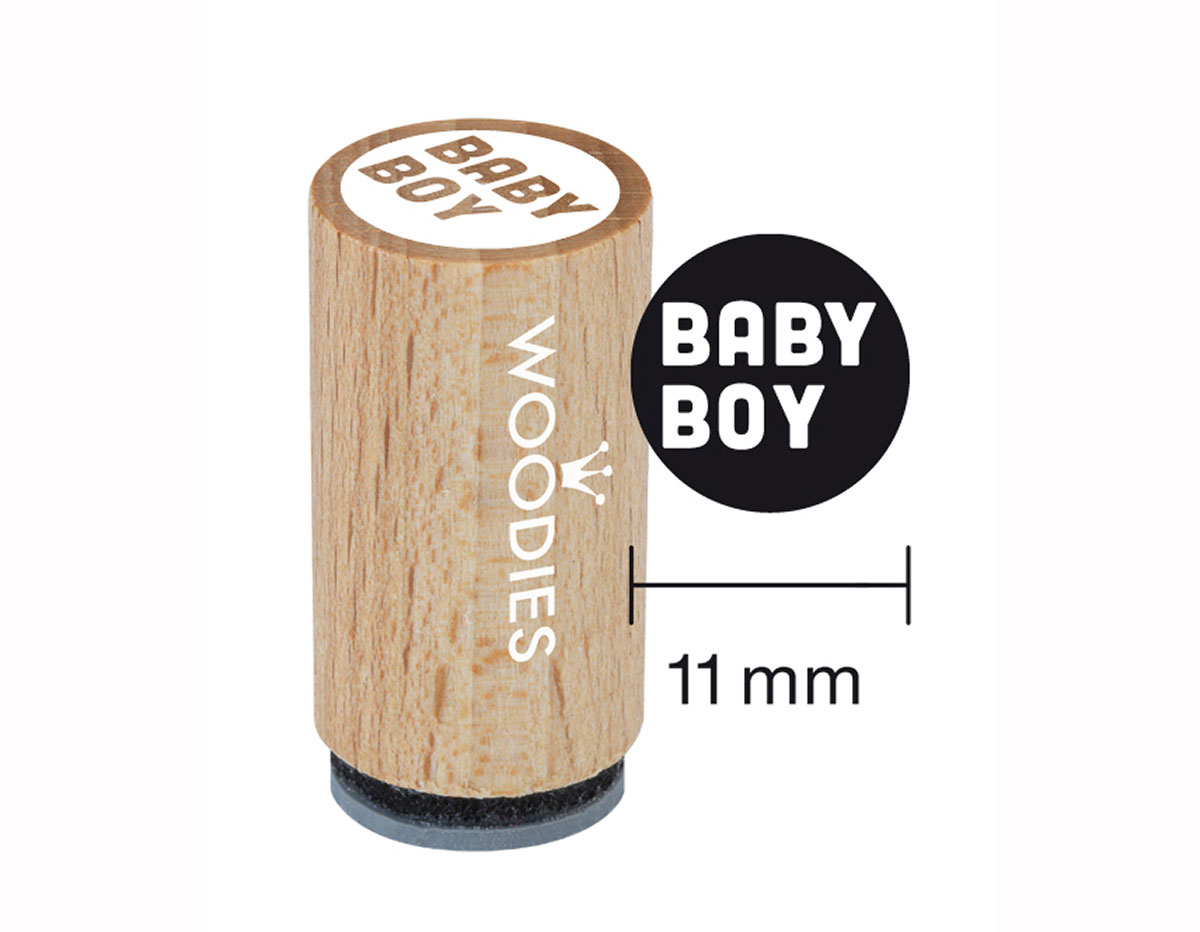 WM0606 Tampon mini en bois et caoutchouc Baby boy diam 15x25mm Woodies
