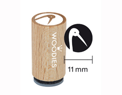WM0609 Tampon mini en bois et caoutchouc cigogne diam 15x25mm Woodies - Article
