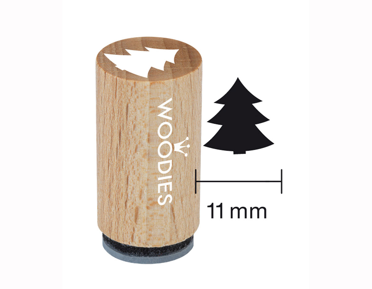 WM0702 Tampon mini en bois et caoutchouc sapin diam 15x25mm Woodies