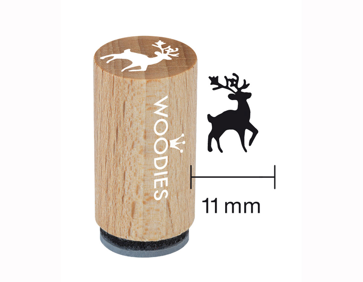 WM0705 Tampon mini en bois et caoutchouc cerf diam 15x25mm Woodies