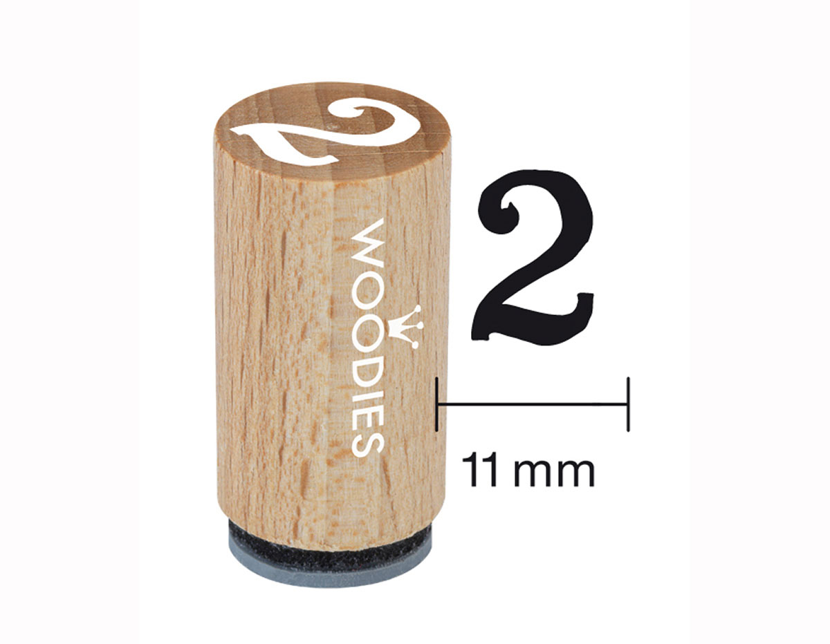 WM0802 Tampon mini en bois et caoutchouc 2 diam 15x25mm Woodies