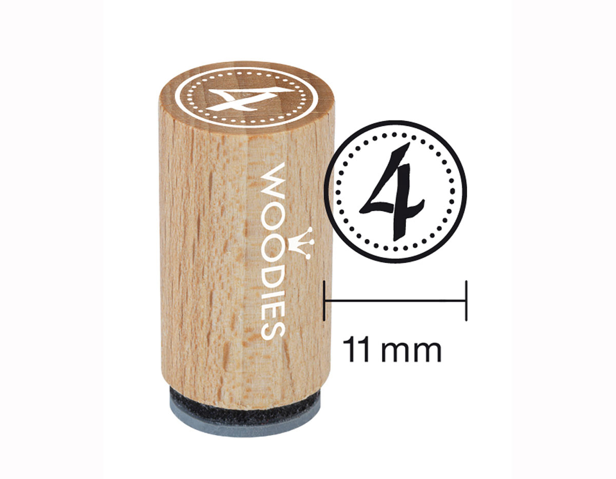 WM0804 Tampon mini en bois et caoutchouc 4 diam 15x25mm Woodies