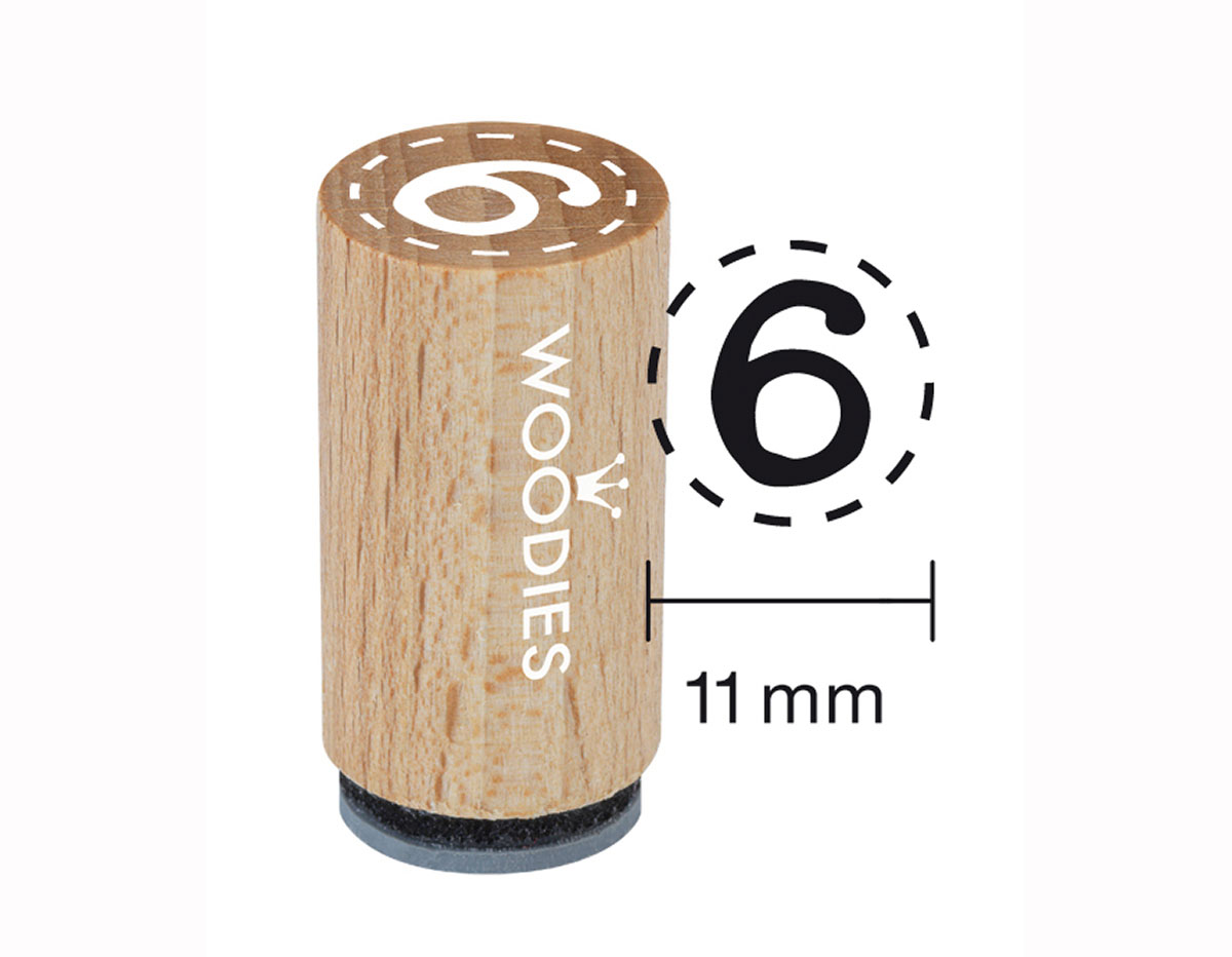 WM0806 Tampon mini en bois et caoutchouc 6 ou 9 diam 15x25mm Woodies
