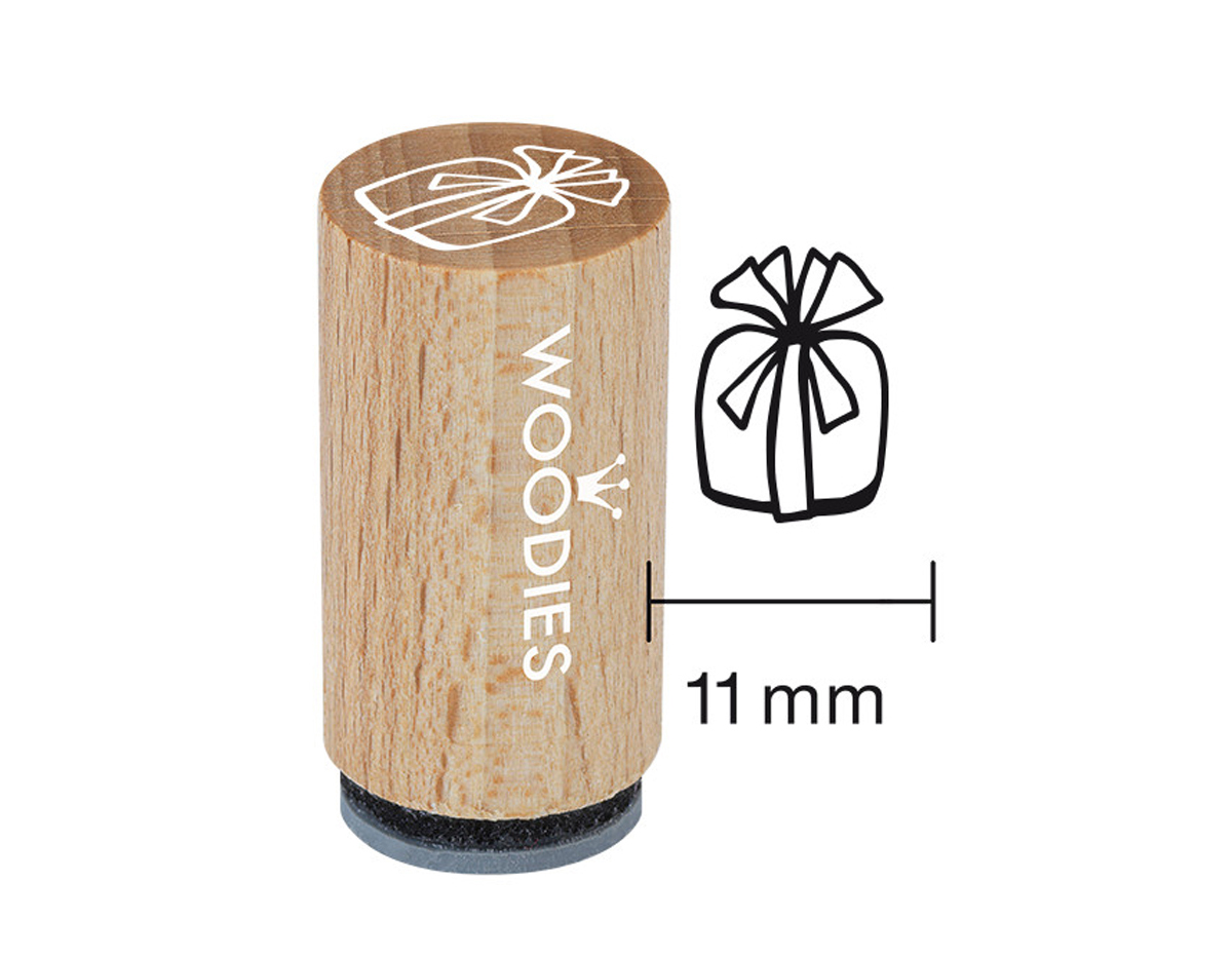 WM1103 Tampon mini en bois et caoutchouc cadeau diam 15x25mm Woodies