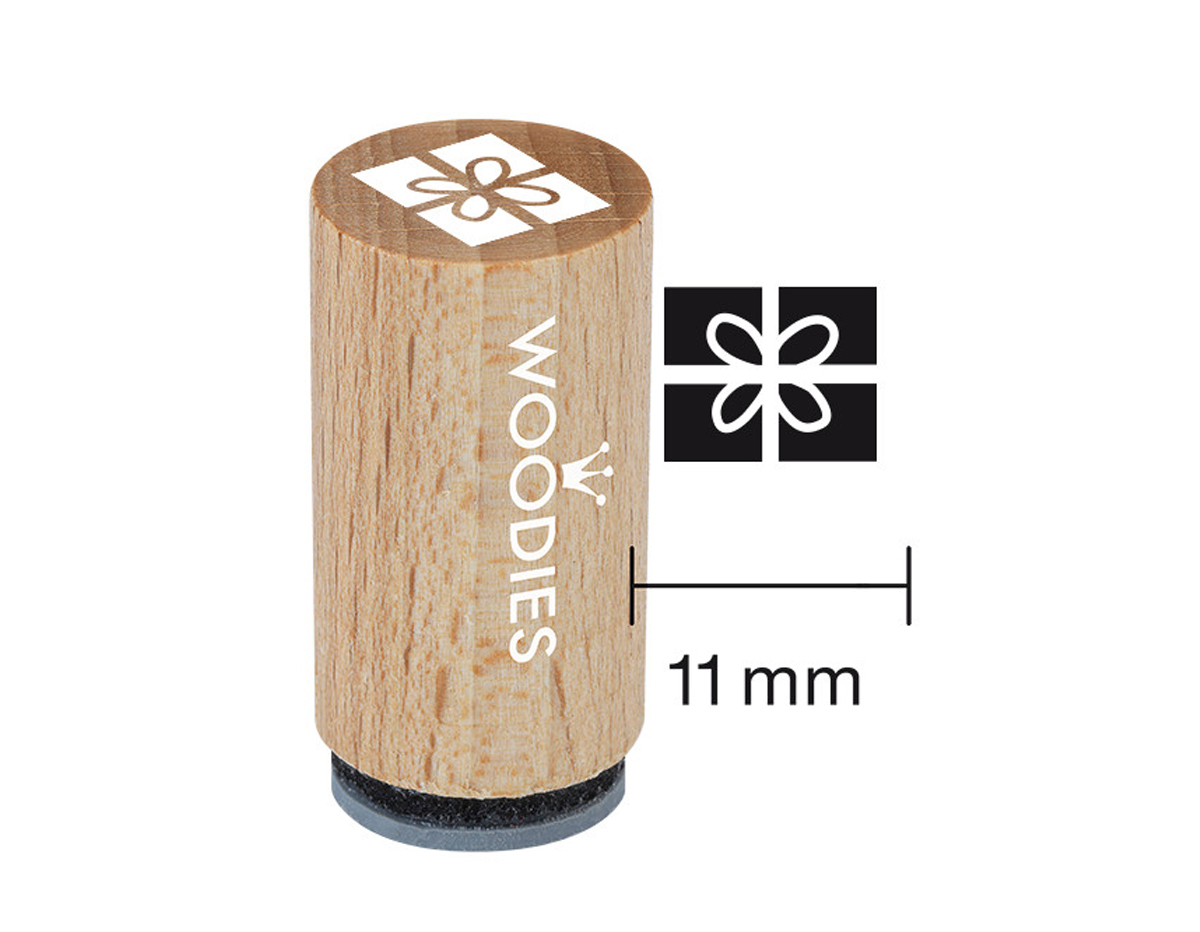 WM1104 Tampon mini en bois et caoutchouc cadeau boite caja diam 15x25mm Woodies