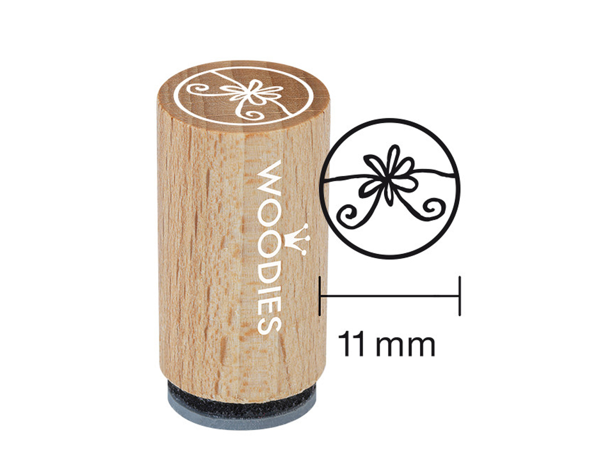 WM1106 Tampon mini en bois et caoutchouc fleur diam 15x25mm Woodies