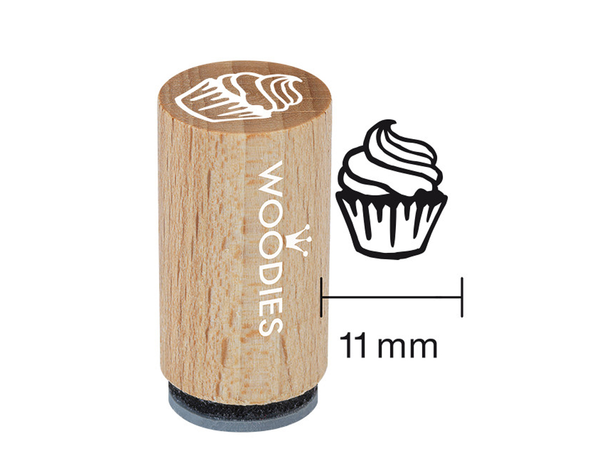 WM1107 Sello mini de madera y caucho cupcake diam 15x25mm Woodies