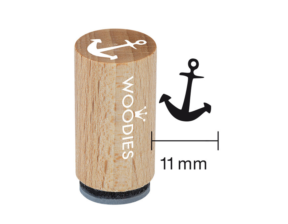 WM1202 Tampon mini en bois et caoutchouc ancre diam 15x25mm Woodies