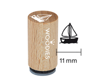 WM1203 Sello mini de madera y caucho velero diam 15x25mm Woodies - Ítem