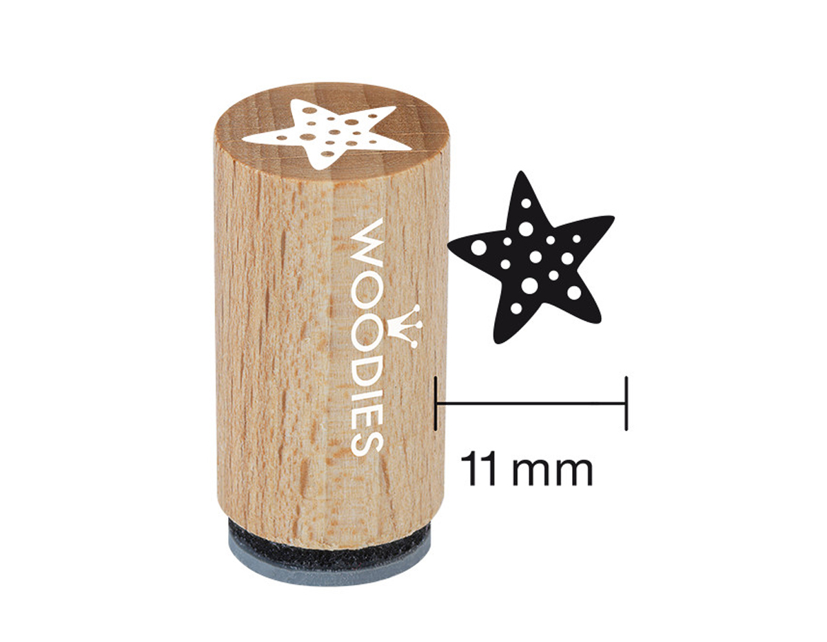 WM1207 Sello mini de madera y caucho estrella de mar diam 15x25mm Woodies