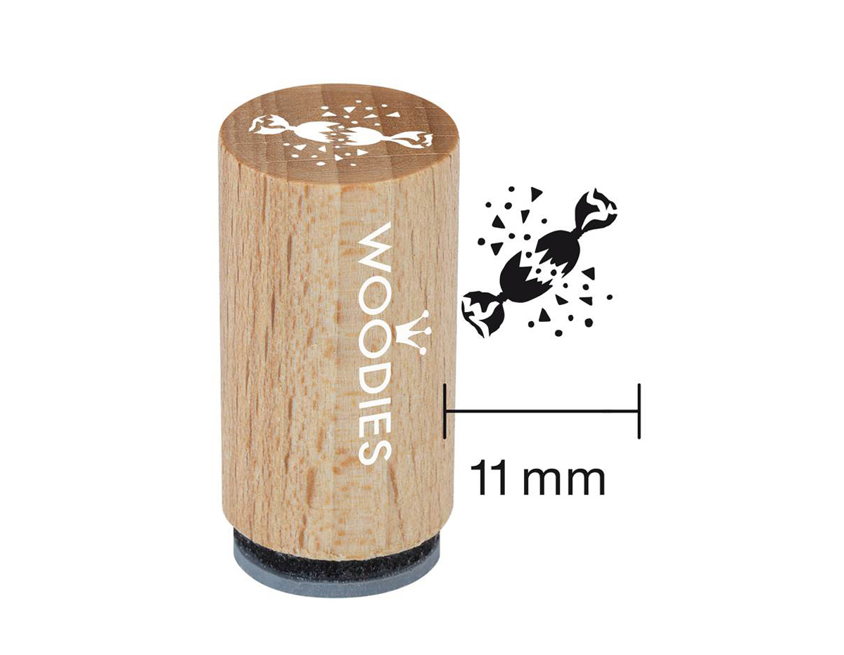 WM1301 Sello mini de madera y caucho caramelo diam 15x25mm Woodies