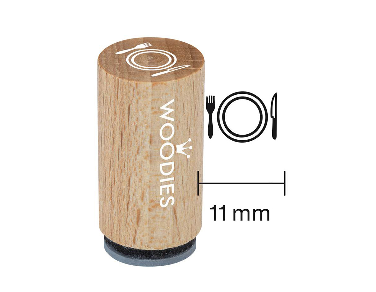 WM1304 Sello mini de madera y caucho plato diam 15x25mm Woodies