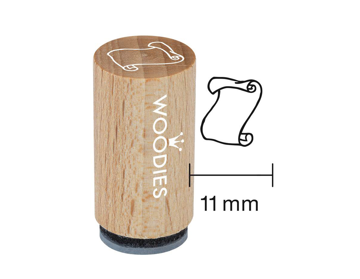 WM1305 Sello mini de madera y caucho pergamino diam 15x25mm Woodies