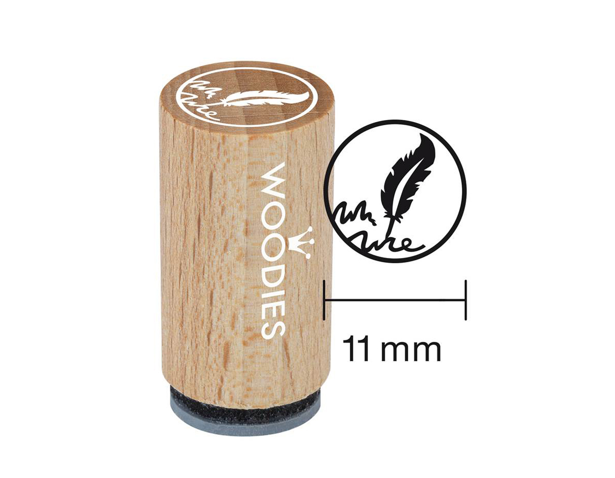 WM1307 Tampon mini en bois et caoutchouc plume diam 15x25mm Woodies