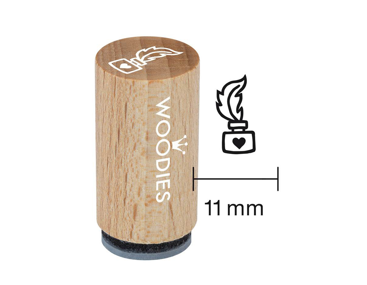 WM1308 Tampon mini en bois et caoutchouc encrier diam 15x25mm Woodies
