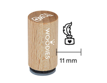 WM1308 Tampon mini en bois et caoutchouc encrier diam 15x25mm Woodies - Article